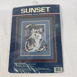 Dimensions Sunset Wolf Crewel Kit The Sentinel #11109 Al Agnew 12x15 New 1998